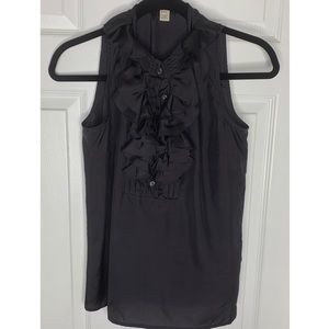 J. Crew 100% Silk Ruffle Collar Blouse Sz 0